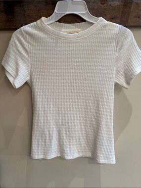Pilcro Cream Textured Short Sleeve Tee Size Small